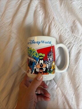 Disney-world White grandpa Mug with Goofy, Castle & Bright Multicolor Artwork